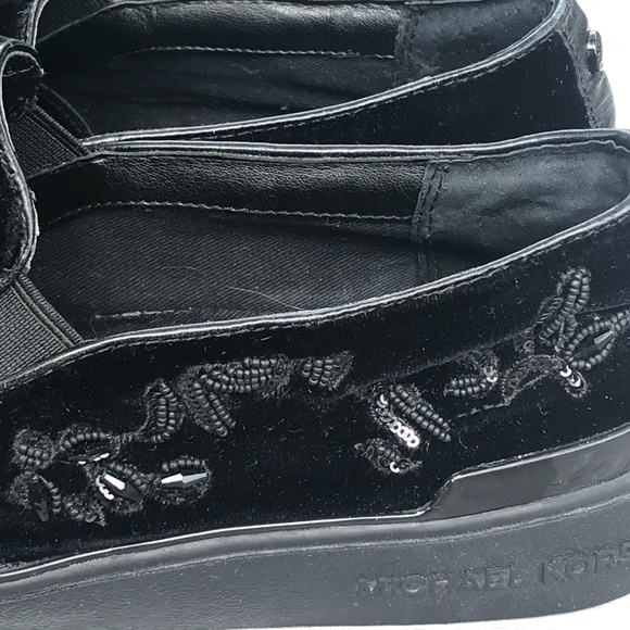 SALE! Michael Kors Beaded Velvet Black Loafers - Picture 8 of 14